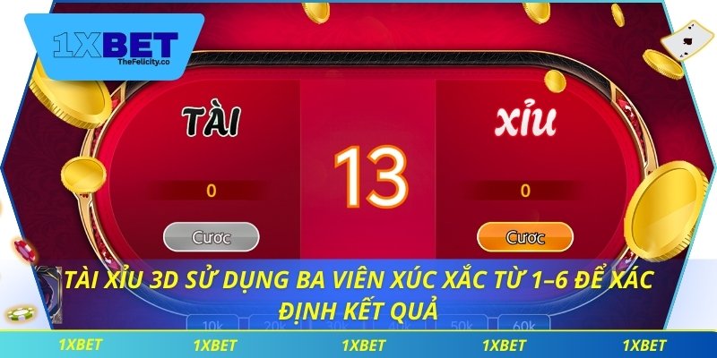Tài Xỉu 3D Tuyệt Vời Mang Trải Nghiệm Đỉnh Cao Tại 1xbet Tài xỉu 3D sử dụng ba viên xúc xắc từ 1–6 để xác định kết quả